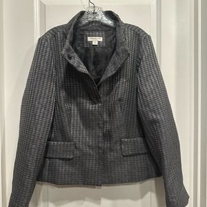 Coldwater Creek Size 16 Plus Wool Blend Blazer Metallic Black Career Suit